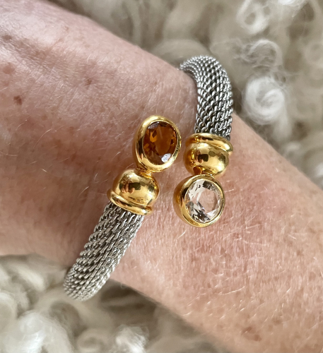 Armspange mit Citrin und Bergkristall